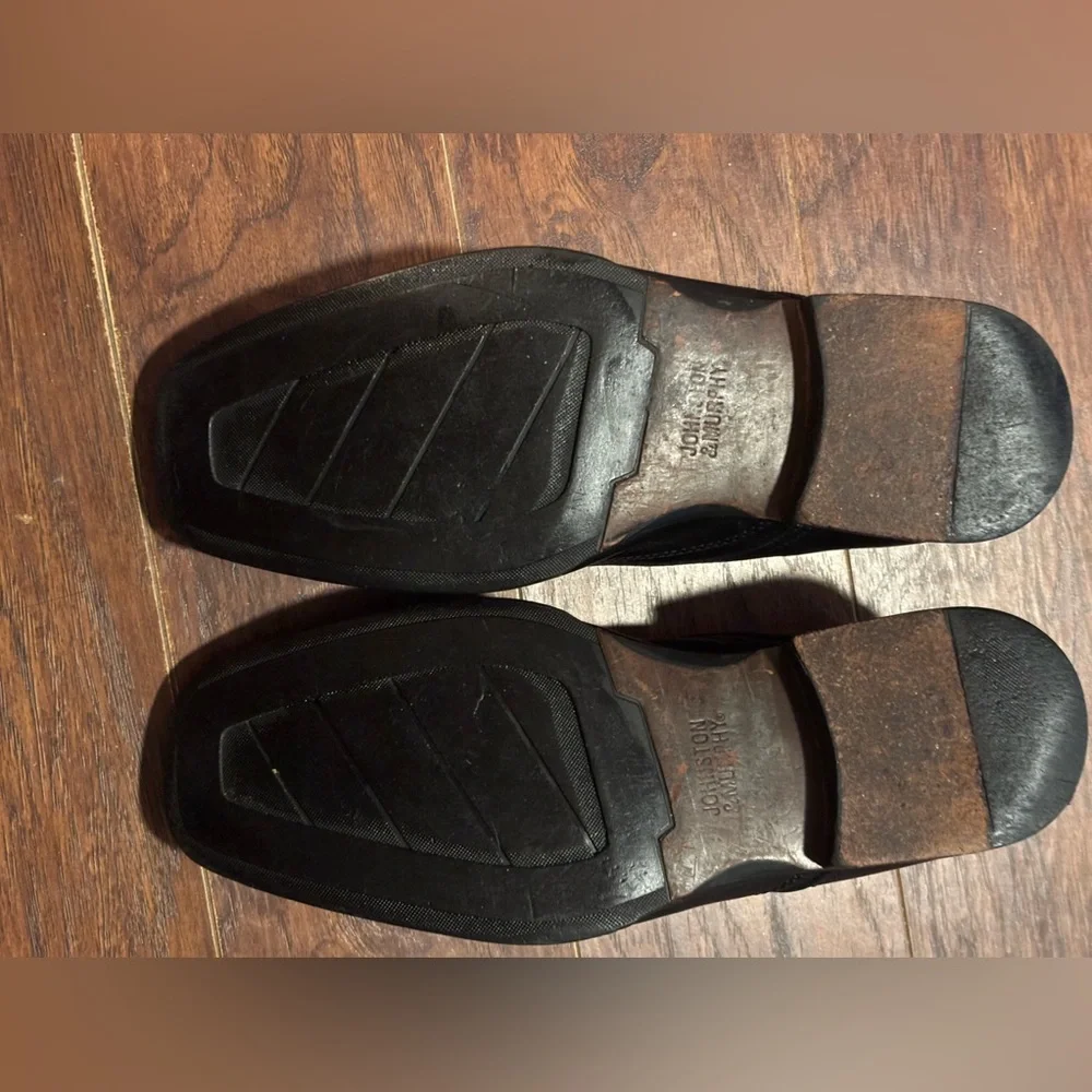 Johnson& Murphy Black Leather Oxford Shoes with Square Toe